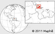 Blank Location Map of I-2  Waini, highlighted parent region, within the entire country