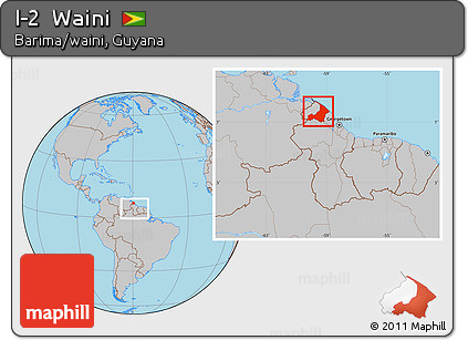 Gray Location Map of I-2  Waini, within the entire country