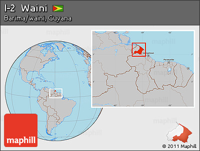 Gray Location Map of I-2  Waini, within the entire country