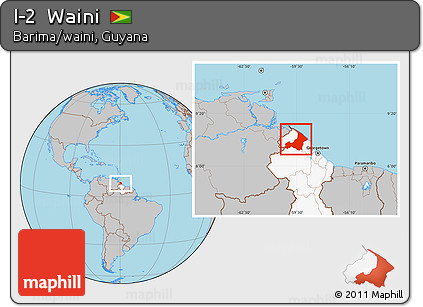 Gray Location Map of I-2  Waini, highlighted country