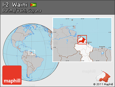 Gray Location Map of I-2  Waini, highlighted country
