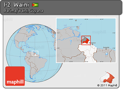 Gray Location Map of I-2  Waini, highlighted country, highlighted parent region