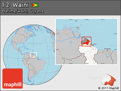 Gray Location Map of I-2  Waini, highlighted country, highlighted parent region
