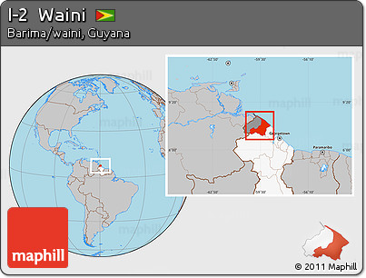 Gray Location Map of I-2  Waini, highlighted country, highlighted parent region
