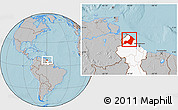 Gray Location Map of I-2  Waini, highlighted country, hill shading