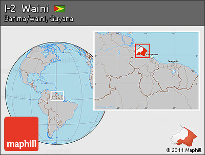 Gray Location Map of I-2  Waini, highlighted parent region, within the entire country