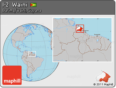 Gray Location Map of I-2  Waini, highlighted parent region, within the entire country