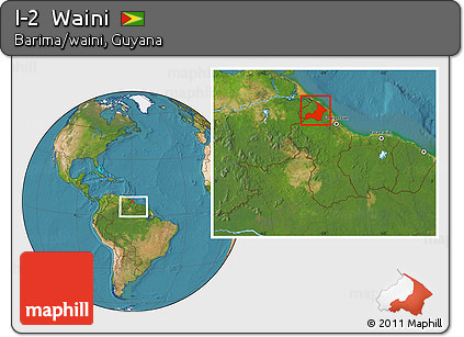 Satellite Location Map of I-2  Waini, within the entire country