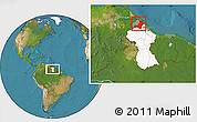 Satellite Location Map of I-2  Waini, highlighted country, highlighted parent region, within the entire country
