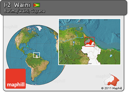 Satellite Location Map of I-2  Waini, highlighted country, highlighted parent region