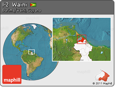 Satellite Location Map of I-2  Waini, highlighted country, highlighted parent region