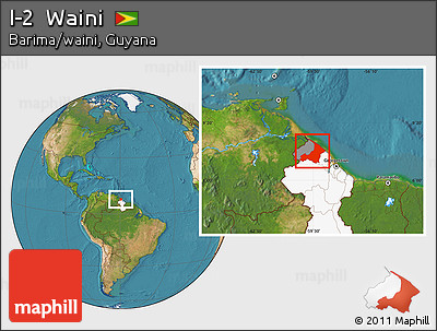 Satellite Location Map of I-2  Waini, highlighted country, highlighted parent region