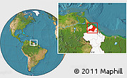 Satellite Location Map of I-2  Waini, highlighted country