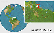 Satellite Location Map of I-2  Waini, highlighted parent region, within the entire country