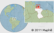 Savanna Style Location Map of I-2  Waini, highlighted country, highlighted parent region, within the entire country, hill shading