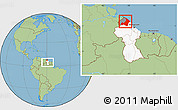 Savanna Style Location Map of I-2  Waini, highlighted country, highlighted parent region, within the entire country