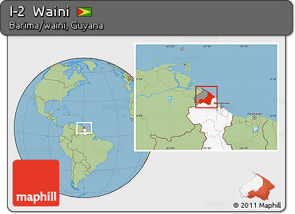 Savanna Style Location Map of I-2  Waini, highlighted country, highlighted parent region