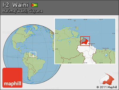 Savanna Style Location Map of I-2  Waini, highlighted country, highlighted parent region
