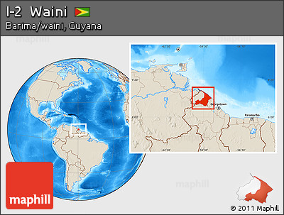 Shaded Relief Location Map of I-2  Waini