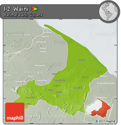 Physical Map of I-2  Waini, lighten, semi-desaturated