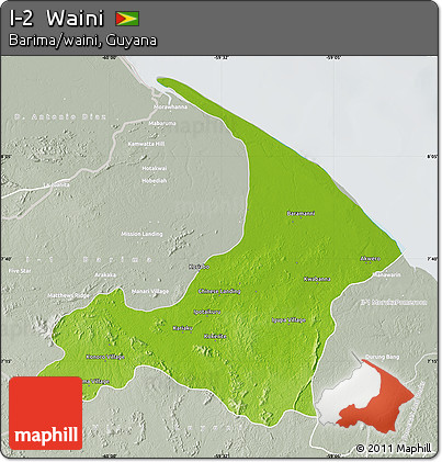 Physical Map of I-2  Waini, lighten, semi-desaturated
