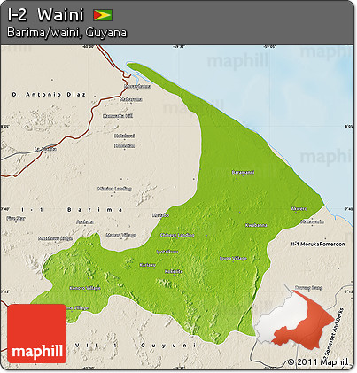 Physical Map of I-2  Waini, shaded relief outside
