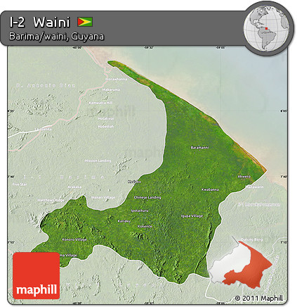 Satellite Map of I-2  Waini, lighten