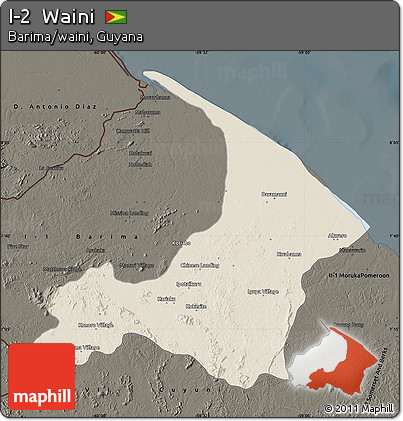 Shaded Relief Map of I-2  Waini, darken