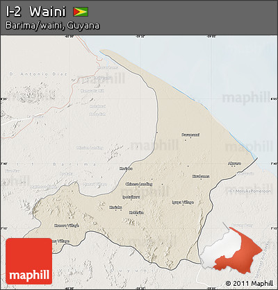 Shaded Relief Map of I-2  Waini, lighten