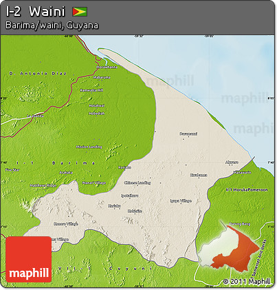 Shaded Relief Map of I-2  Waini, physical outside