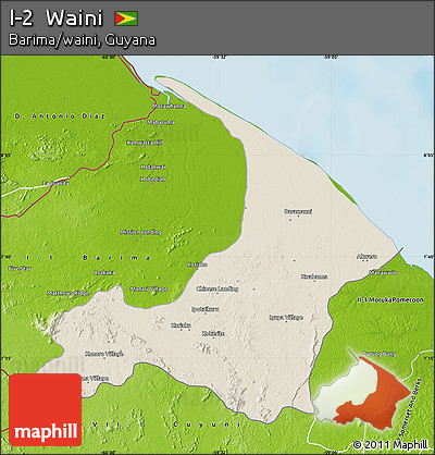 Shaded Relief Map of I-2  Waini, physical outside
