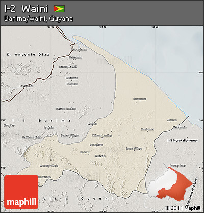 Shaded Relief Map of I-2  Waini, semi-desaturated