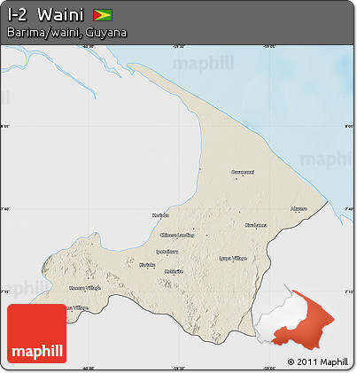 Shaded Relief Map of I-2  Waini, single color outside
