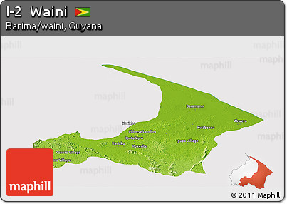 Physical Panoramic Map of I-2  Waini, cropped outside