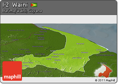Physical Panoramic Map of I-2  Waini, darken