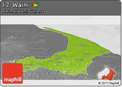 Physical Panoramic Map of I-2  Waini, desaturated
