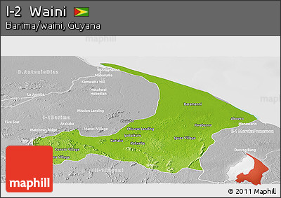 Physical Panoramic Map of I-2  Waini, lighten, desaturated