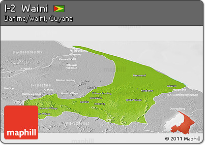 Physical Panoramic Map of I-2  Waini, lighten, desaturated