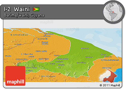 Physical Panoramic Map of I-2  Waini, political outside