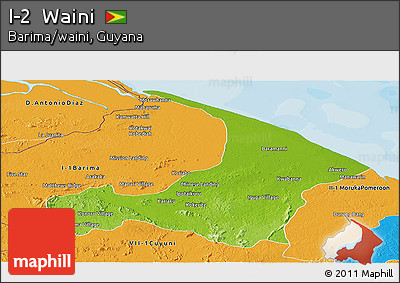 Physical Panoramic Map of I-2  Waini, political outside