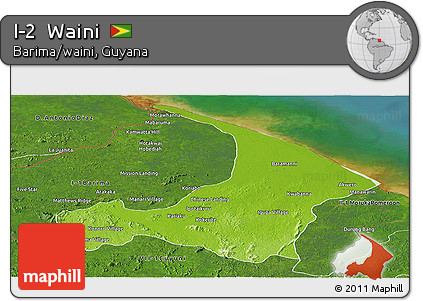 Physical Panoramic Map of I-2  Waini, satellite outside
