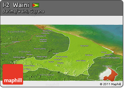 Physical Panoramic Map of I-2  Waini, satellite outside