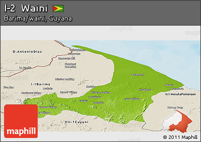 Physical Panoramic Map of I-2  Waini, shaded relief outside