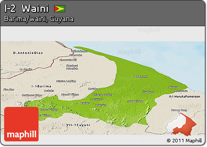 Physical Panoramic Map of I-2  Waini, shaded relief outside