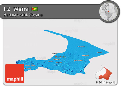 Political Panoramic Map of I-2  Waini, cropped outside