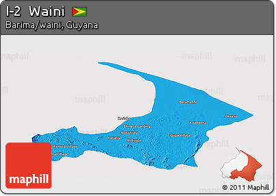 Political Panoramic Map of I-2  Waini, cropped outside