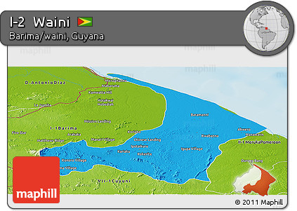 Political Panoramic Map of I-2  Waini, physical outside