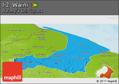 Political Panoramic Map of I-2  Waini, physical outside
