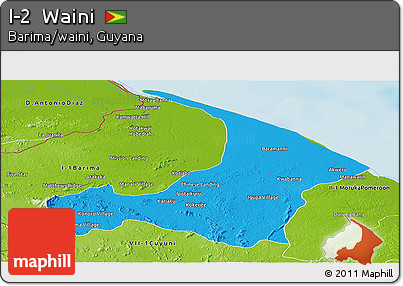 Political Panoramic Map of I-2  Waini, physical outside