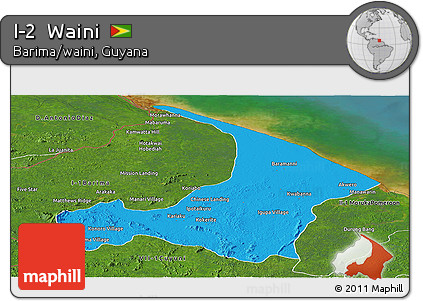 Political Panoramic Map of I-2  Waini, satellite outside